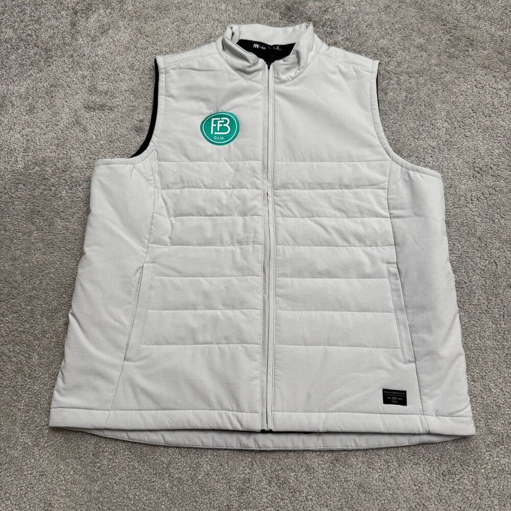 TravisMathew Cold Bay Puffer Golf Vest Womens Large Gray Quilted Full Zip NWT